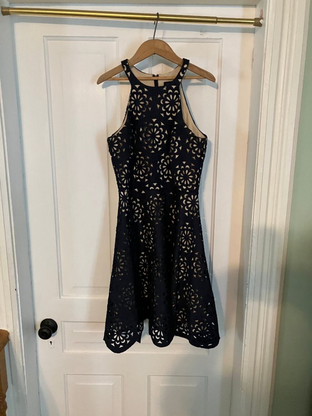 Gorgeous Lace Navy Halter Dress - Picture 2 of 6